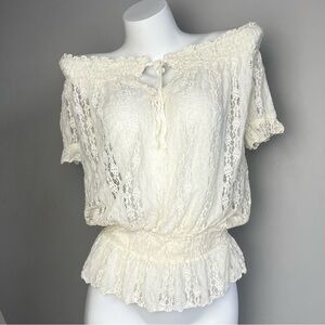Cream Lace Off-Shoulder Top